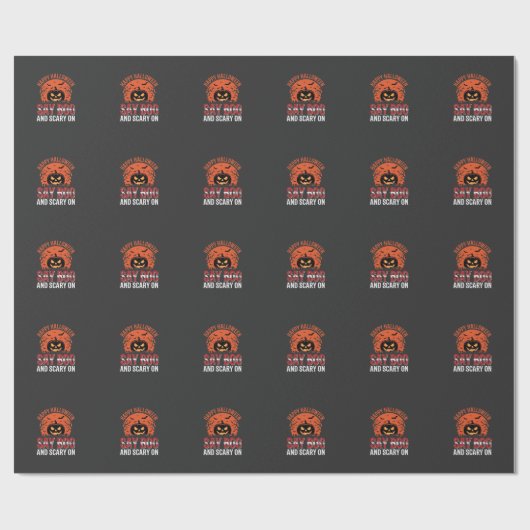 Sag Boo Halloween-Kürbisdesign_1 Geschenkpapier (Flach)
