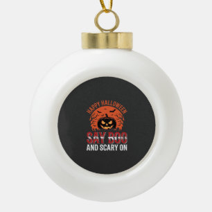 Sag Boo Halloween-Kürbisdesign_1 Keramik Kugel-Ornament