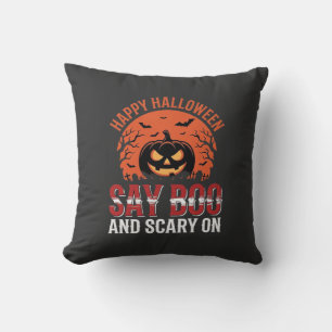 Sag Boo Halloween-Kürbisdesign_1 Kissen