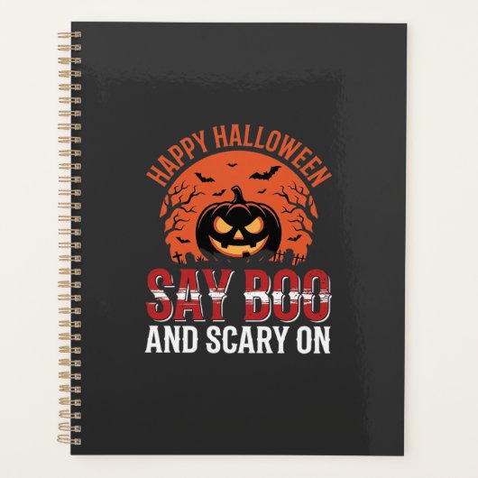Sag Boo Halloween-Kürbisdesign_1 Planer (Vorderseite)