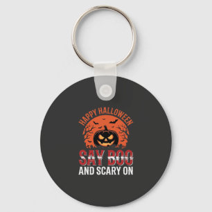 Sag Boo Halloween-Kürbisdesign_1 Schlüsselanhänger