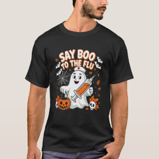Sag Boo zu der Grippe-Geisterkrankenschwester Hall T-Shirt