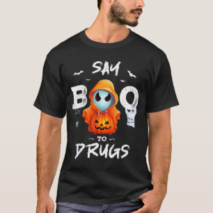 Sag Buh zu Drogen Lustiger Halloween-Rotband-Woche T-Shirt