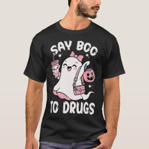 Sag Buh zu Drogen Lustiges Halloween-Rotes Band T-Shirt