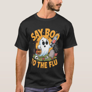 Sag Buh zu Grippe-Bewusstseins-Halloween-Grafik Lu T-Shirt
