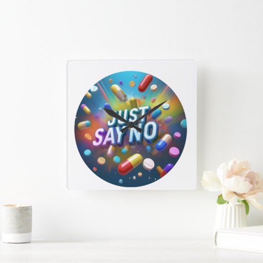 Sag einfach Nein zu Drogen Quadratische Wanduhr (Zuhause)