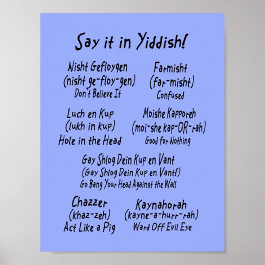 Sag es in jiddischem Poster (Vorne)