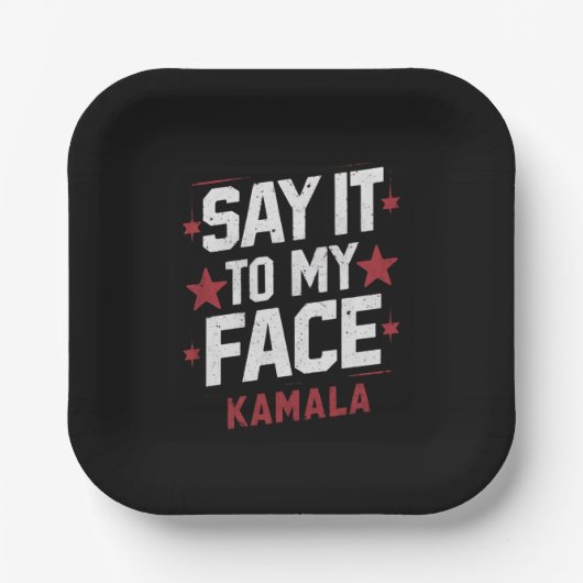 Sag es meinem Gesicht Kamala Harris Präsident 2024 Pappteller (Vorderseite)