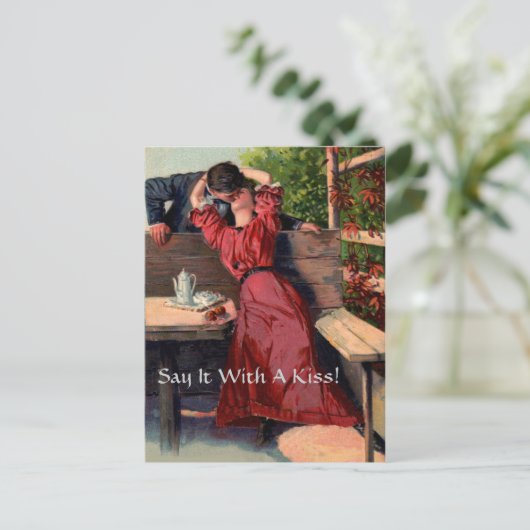 Sag es mit einem Kuss! -Postkarte Postkarte (Stehend Vorderseite)