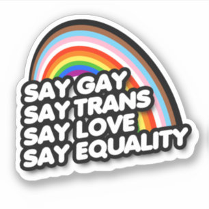 Sag Gay Sag Trans Sag Liebe Sag Gleichheit Aufkleber