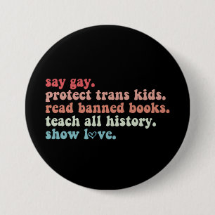 Sag Gay Schütze Trans Kinder Lies Verbotene Bücher Button