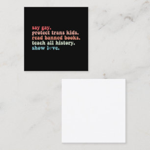 Sag Gay Schütze Trans Kinder Lies Verbotene Bücher Quadratische Visitenkarte