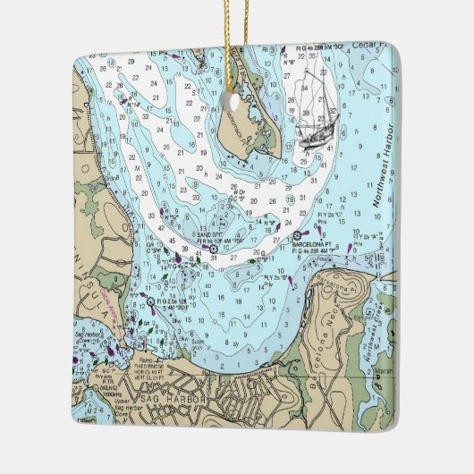 Sag Harbour NY NOAA Chart Christmas Keramikornament (Links)