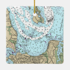 Sag Harbour NY NOAA Chart Christmas Keramikornament