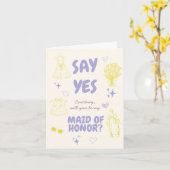 Sag Ja Lavendel + Gelbe Doodle-Hochzeitsantrag Karte (Gelbe Blume)