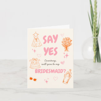 Sag Ja Pink + Orange Brautjungfer Vorschlag Karte