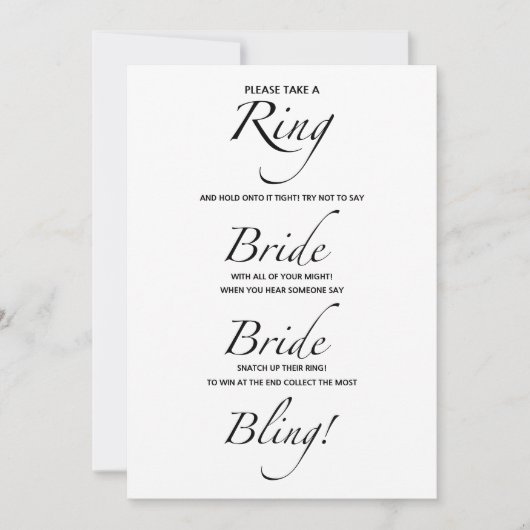 Sag keine Bride Brautparty Game Card Einladung (Vorderseite)