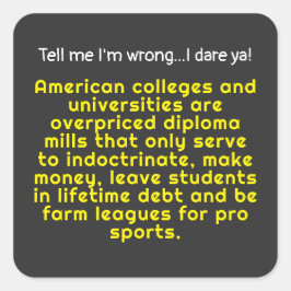 Sag mir, ich bin falsch-amerikanische Unis & Unive Quadratischer Aufkleber