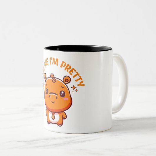 Sag mir, ich bin Hübsch - Hübscher Hippo Zweifarbige Tasse (VorderseiteRechts)