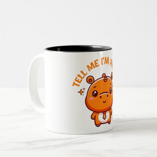 Sag mir, ich bin Hübsch - Hübscher Hippo Zweifarbige Tasse (Vorderseite Links)