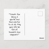 Sag mir und ich vergesse, Benjamin Franklin Zitat Postkarte (Rückseite)