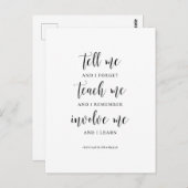 Sag mir und ich vergesse, Benjamin Franklin Zitat Postkarte (Vorne/Hinten)