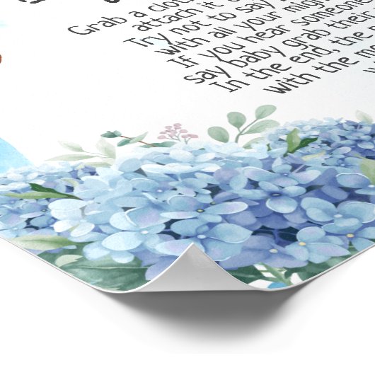 Sag nicht Baby Elephant Hot Air Balloon Hydrangea Poster (Ecke)