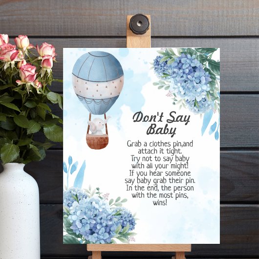Sag nicht Baby Elephant Hot Air Balloon Hydrangea Poster