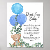 Sag nicht Baby Oh Boy Bear Blue Ballon Eukalyptus Poster (Vorne)