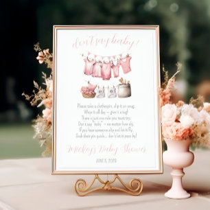 Sag nicht Baby! Rosa Wäscheleine Babyparty-Spiel Fotodruck
