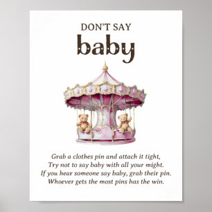 Sag nicht Baby Teddybär Mädchen Baby Shower Spiel Poster