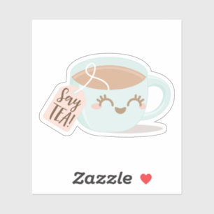 Sag Tee! Niedliche Kawaii Style Tea Cup Illustrati Aufkleber