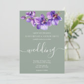 Saga green Einzigartiger Blumenwettbewerb Hochzeit Einladung (Stehend Vorderseite)