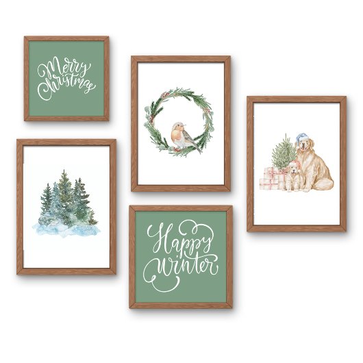 Saga Green Frohe Weihnachtswandkunst Poster