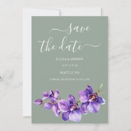 Saga green mit Orchid Blume Einmalige Hochzeit Save The Date