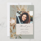 Saga Green Protea Dry Palm Foto Abschluss Dankeskarte (Vorderseite)