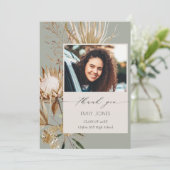 Saga Green Protea Dry Palm Foto Abschluss Dankeskarte (Stehend Vorderseite)