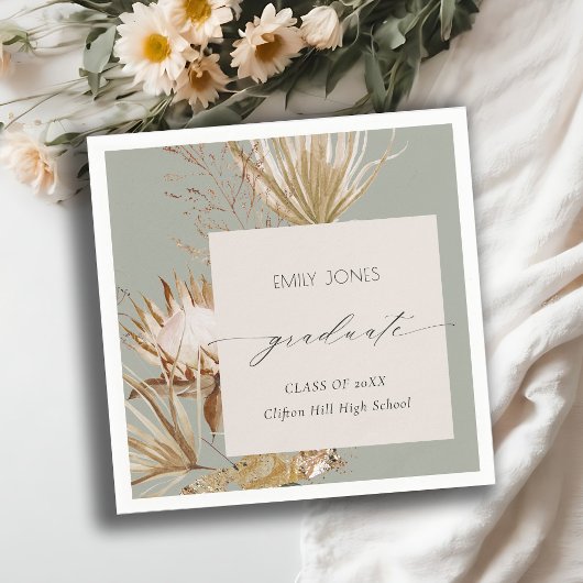 Saga Green Protea Dry Palm Foto Abschluss Serviette