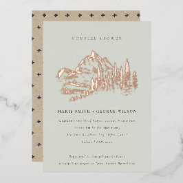 Saga Green Rose Gold Pine Couples Dusche Folieneinladung