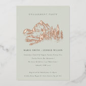 Saga Green Rose Gold Pine Verlobung Folieneinladung (Vorderseite)