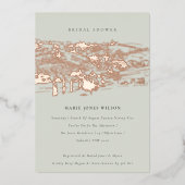 Saga Green Rose Gold Weinkeller Brautparty Folieneinladung (Vorderseite)