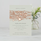 Saga Green Rose Gold Weinkeller Brautparty Folieneinladung (Stehend vorne)