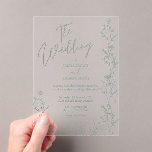 Saga Green Script trendy Hochzeit Acryleinladungen