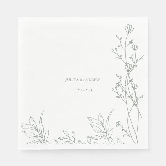 Saga Green Text trendy Hochzeit Serviette (Vorderseite)