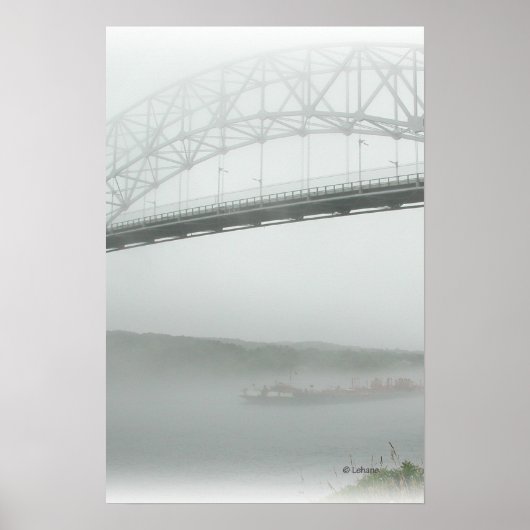 Sagamore Brücke in Nebel Poster (Vorne)