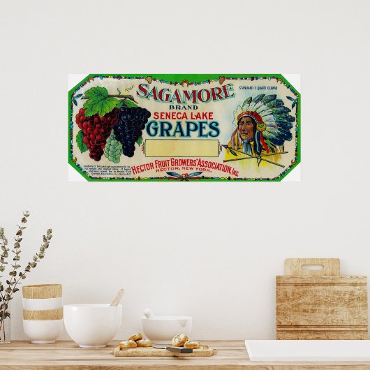 Sagamore Grape LabelHector, NY Poster (Küche)