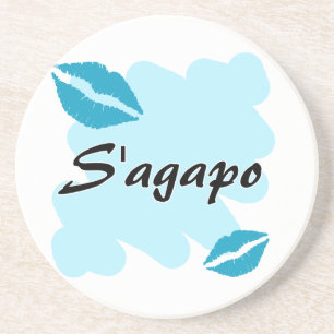 S'agapo - Grieche - i-Liebe Sie Sandstein Untersetzer