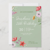 Sage 26. Geburtstagseinladung Einfache Blumen Einladung (Vorderseite)
