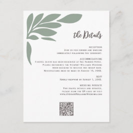 Sage Abstract Tropical Floral Leaf Wedding Begleitkarte
