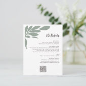 Sage Abstract Tropical Floral Leaf Wedding  Begleitkarte (Stehend Vorderseite)